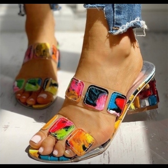 🆕🐝Colorful Strappy Heeled Sandals - Picture 6 of 6